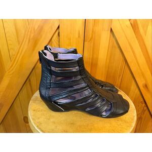 Everybody By B.Z. Moda OPAL Black Leather Peep Toe Ankle Sandals Sz. 38.5/ US 7.